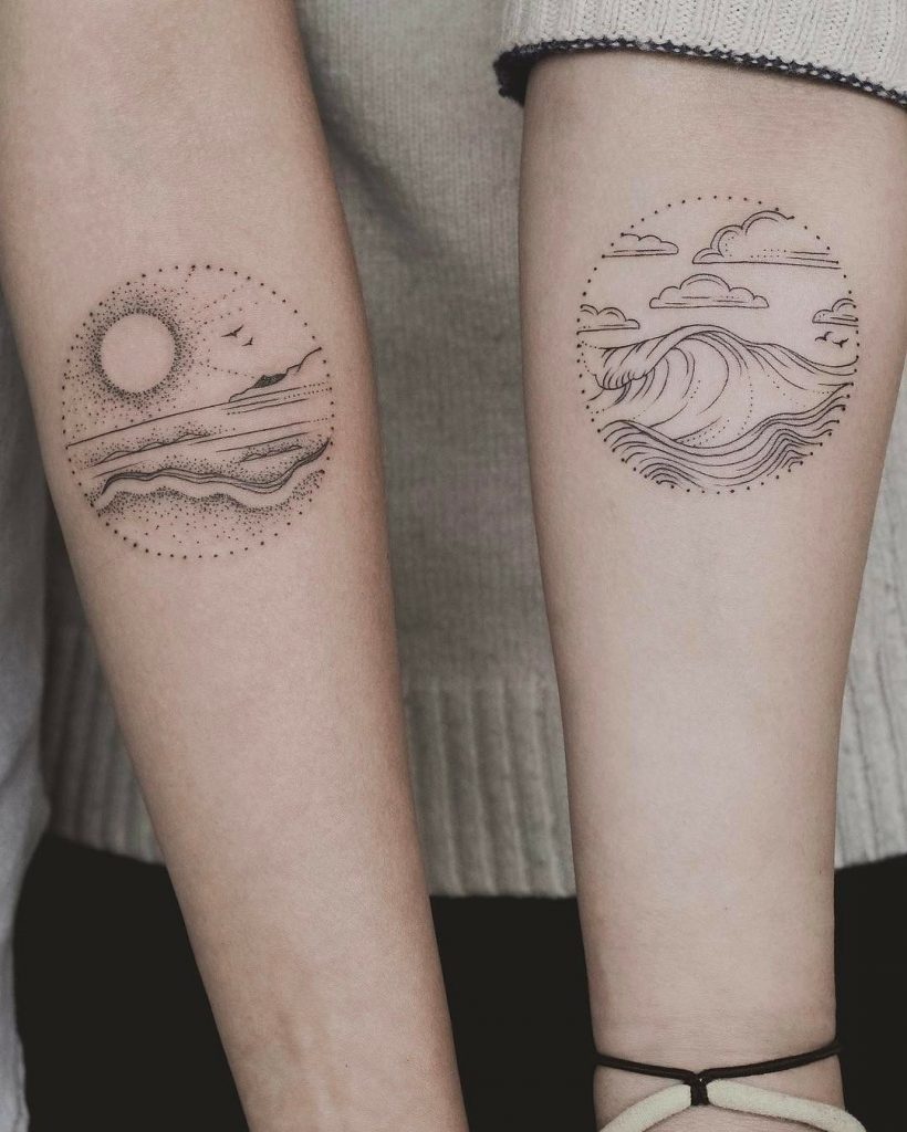vagues tatouage