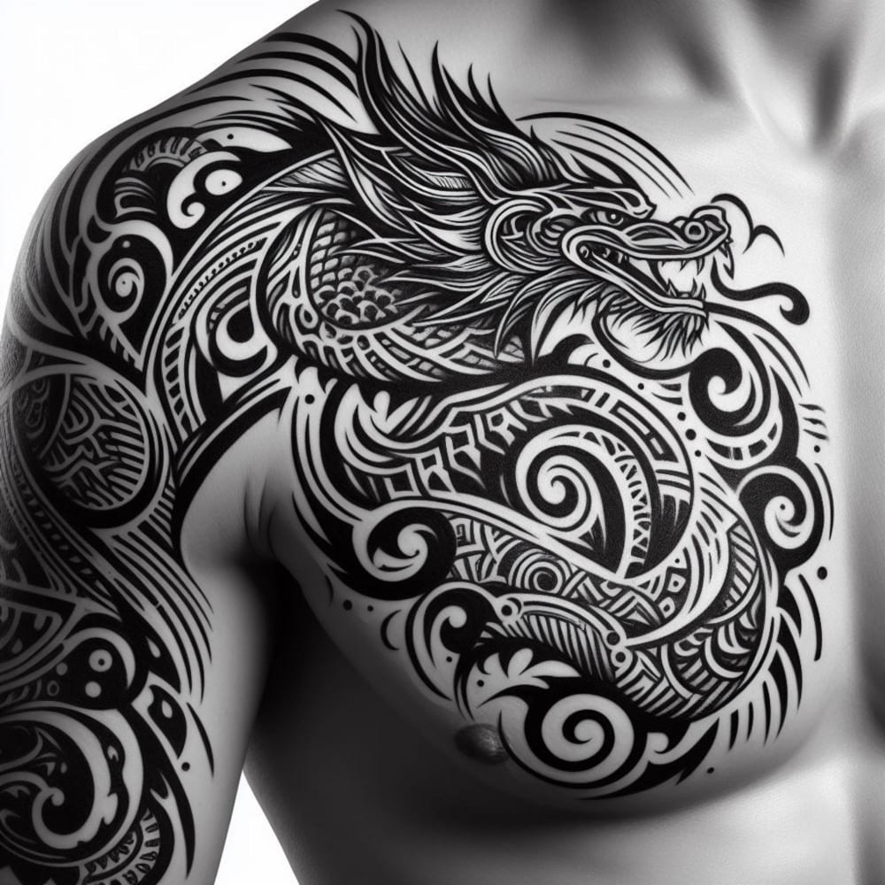 Dragon sur la poitrine