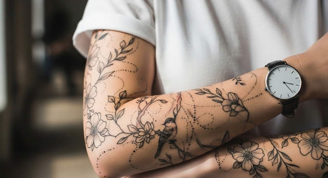 Tatouage fleur fine line