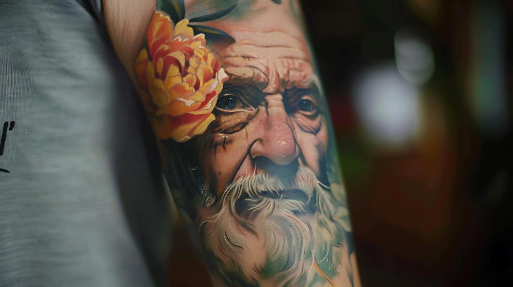 Tatouage fleur hyperréaliste