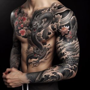 Torse bras japonais dragon