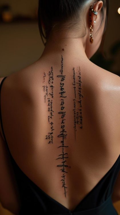Ecriture Tatouage Colonne Vertebrale