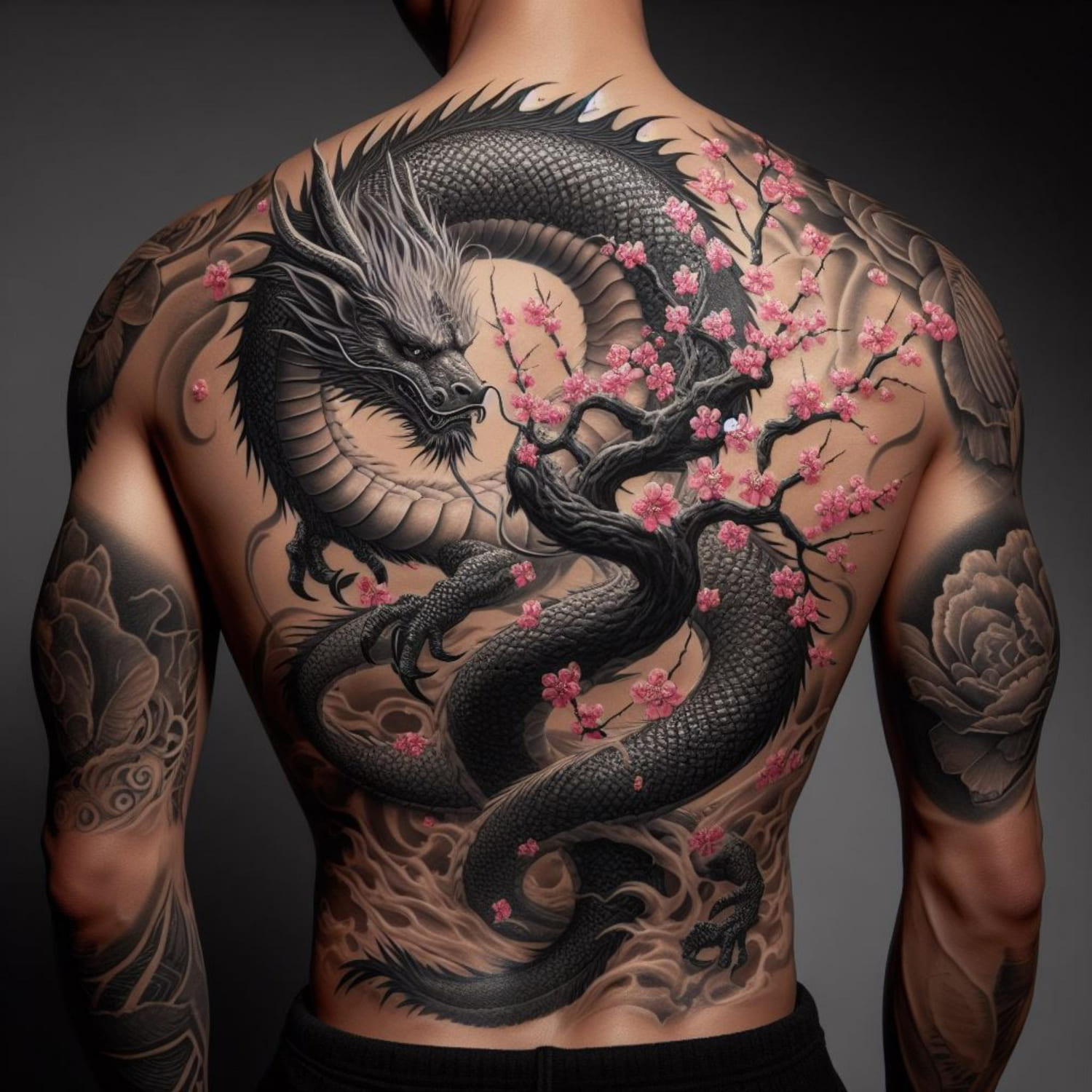 Dragon fleur de sakura homme