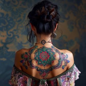 fleur stylisée femme dos