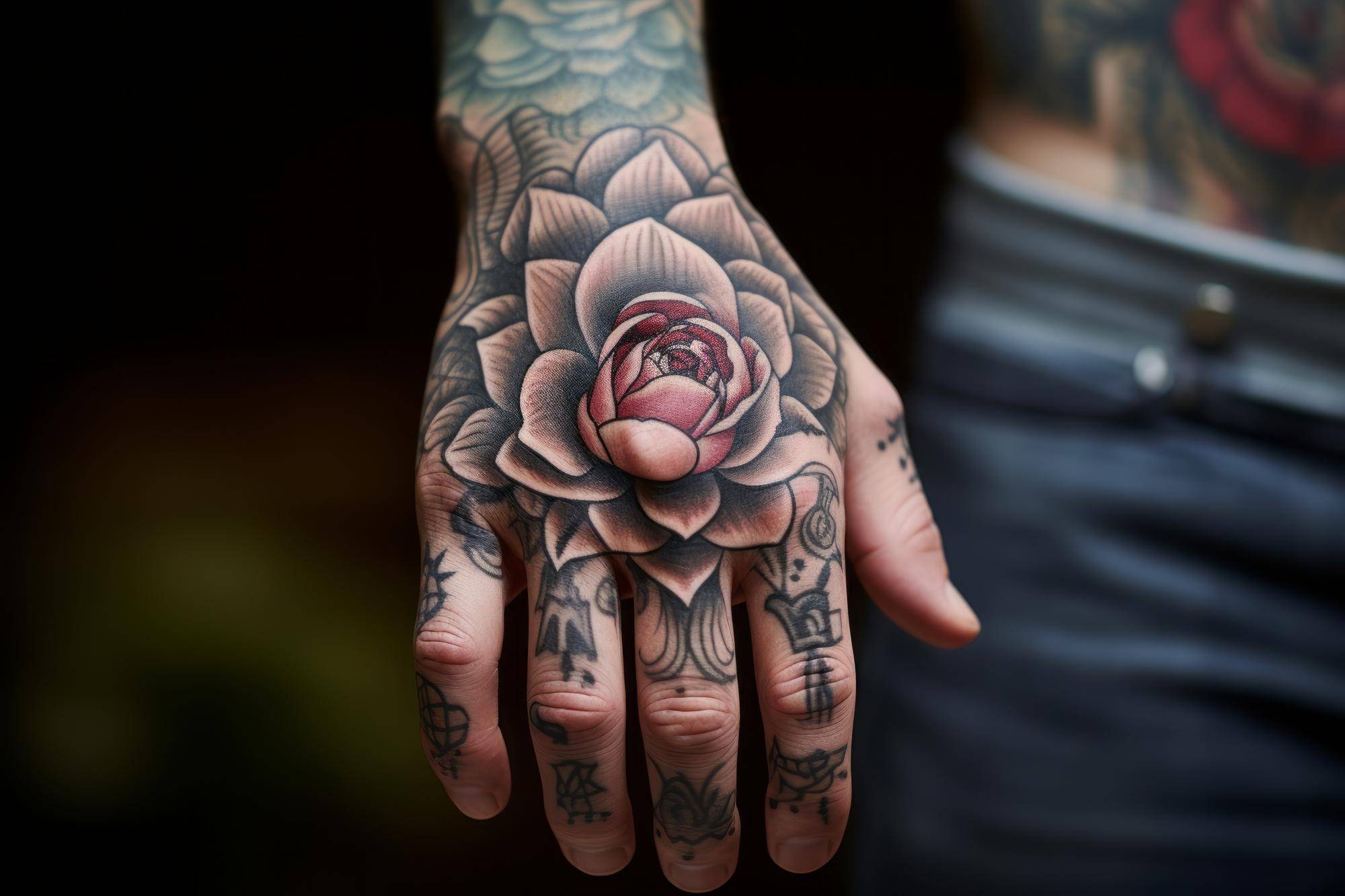 Une fleur tatouée sur la main