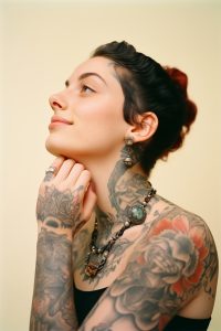 Femme tatouage cou