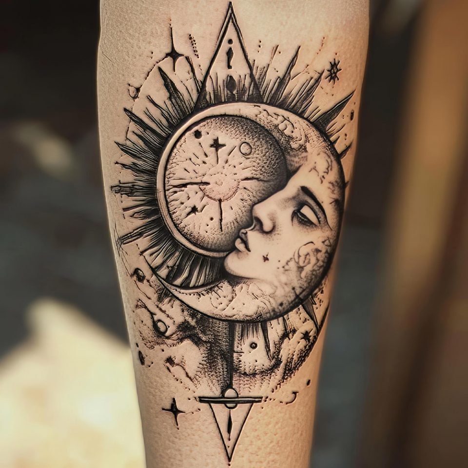 Tatouage Lune Soleil Toile