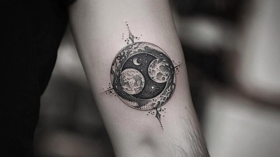 Tatouage soleil et lune - Astres - Cycle de la Vie - forces opposées